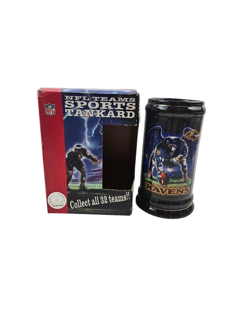 NFL Teams Sports Tankard Baltimore Ravens Brax Ltd Ceramic Mug Stein NIB 16 oz
